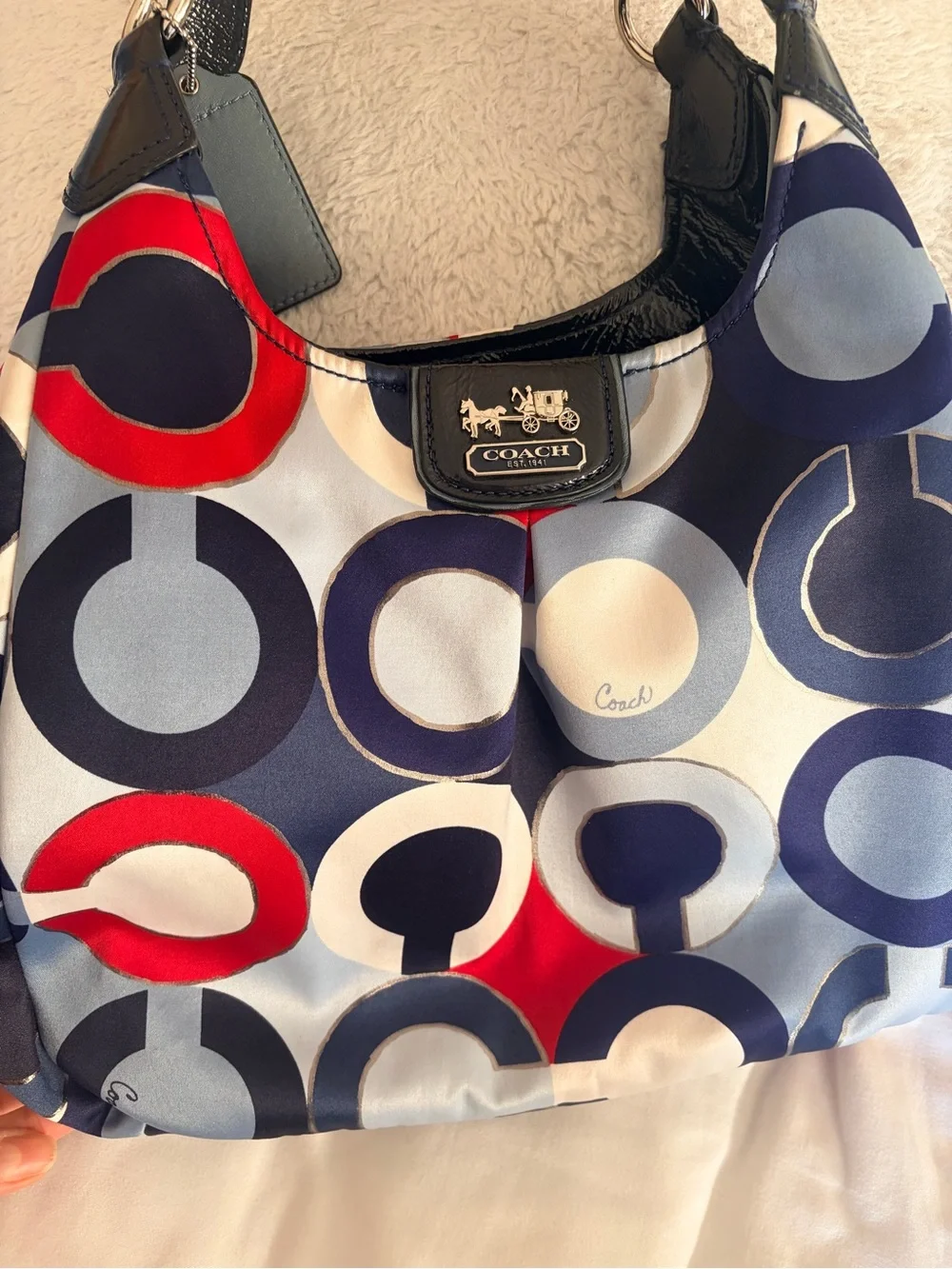 Coach Madison Signature Graphic Op Art Maggie Shoulder Bag  with Wallet